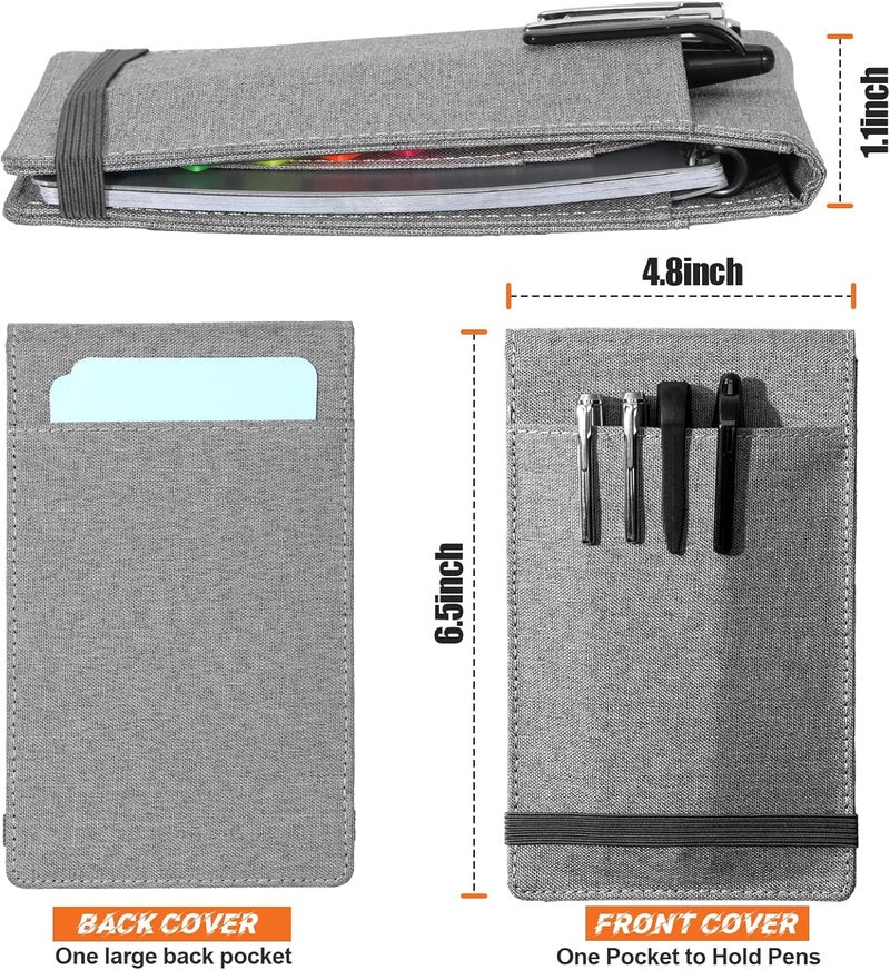 Plinyvel Notebook Cover for Rocketbook Mini & Field Notes Top Spiral (3.5"x5.5") - Durable Waterproof Case with Pen Holder & Card Slot, Power User Productivity Kit (Gray) - Image 2